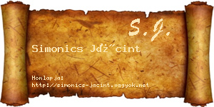 Simonics Jácint névjegykártya